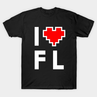 I Love FL - Pixel heart for Florida gamer T-Shirt